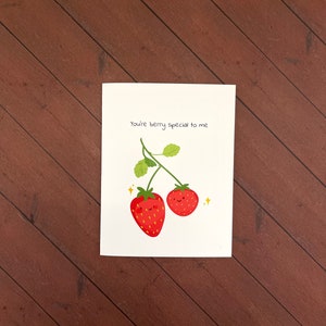 You're Berry Special to Me - Adorable Strawberry Handmade Greeting Card | Food Puns | Friendship Cards | Valentines Card for Him / Her