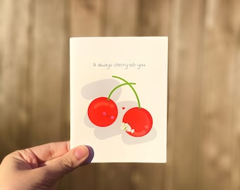 I'll Always Cherry-ish You - Adorable Cute Punny Cherry Valentines Day Card | Cards for Him/ Her | Cards for Boyfriend/ Girlfriend