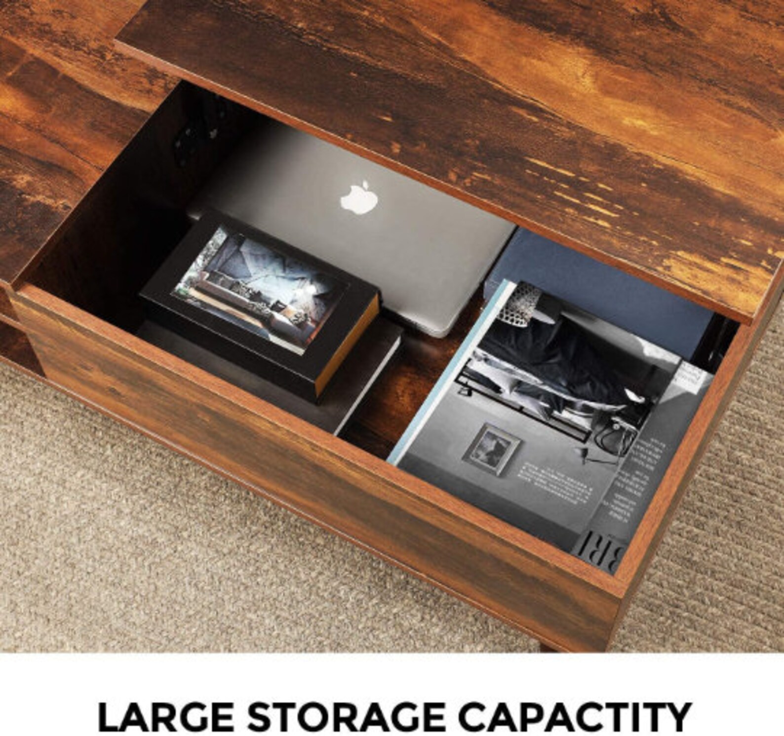 Lift Top Coffee Table with Hidden Compartment and Adjustable Etsy