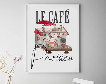 Coffee art print le cafe parisien coffee machine coffee poster modern coffee printable art download coffee wall decor