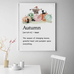 Autumn definition fall art print pumpkin art watercolor painting fall art fall decor