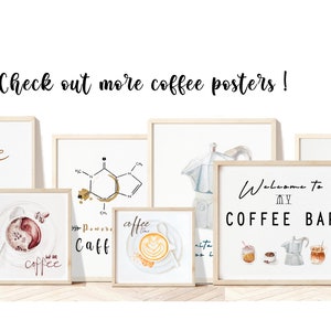 May include: A collection of eight framed coffee-themed posters with various designs, including a cup of coffee, a coffee bean, a coffee pot, and the text "But first, coffee".
