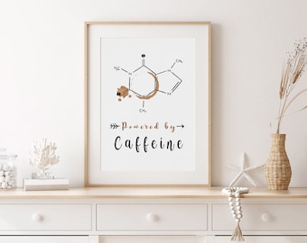 Coffee print caffeine molecule poster coffee poster coffee art print coffee download coffee kitchen print wall decor