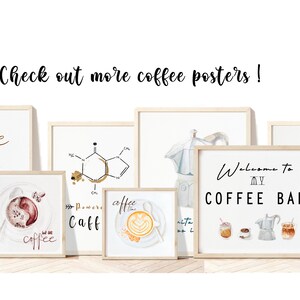 May include: A collection of eight framed coffee-themed posters with various designs, including a cup of coffee, a coffee bean, a coffee pot, and the text "But first, coffee".