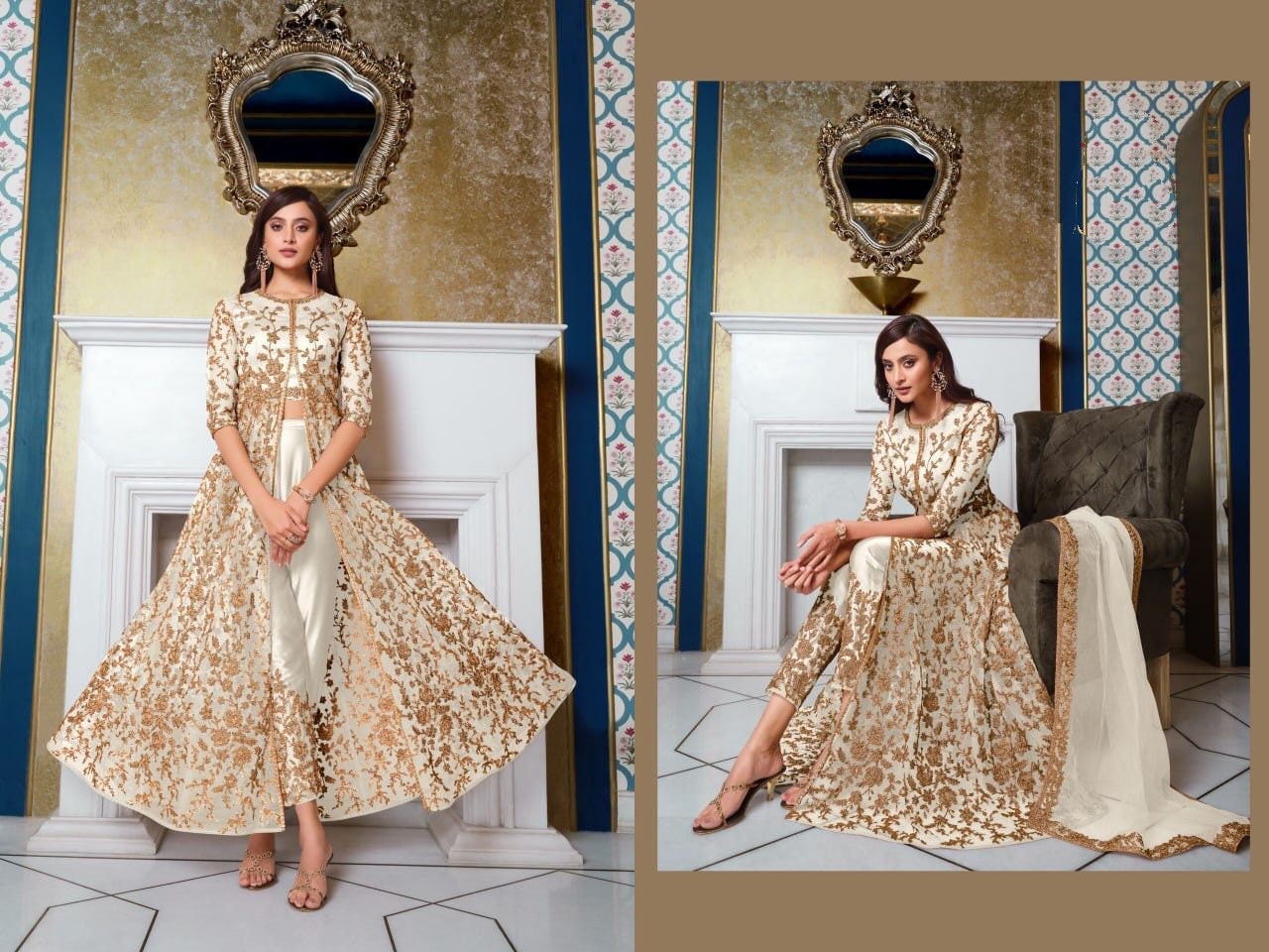 Peach Anarkali Suit -  Canada