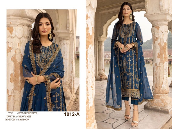 Gorgeous Navy Blue Salwar Suit Heavy Embroidery Salwar Suit
