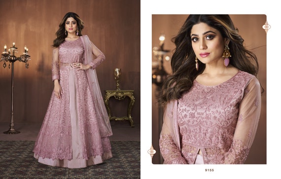 Pink & Golden Heavy Designer Work Elegant Anarkali Suit - Indian Heavy  Anarkali Lehenga Gowns Sharara Sarees Pakistani Dresses in  USA/UK/Canada/UAE - IndiaBoulevard
