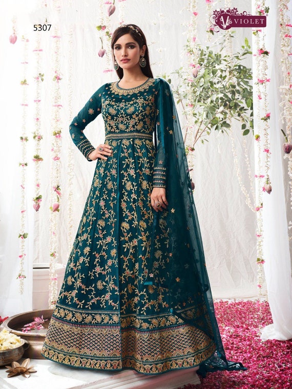 Valentine Black Floral Anarkali Gown | Ready to Wear | Lucknowi Belt –  Nardev Fashion