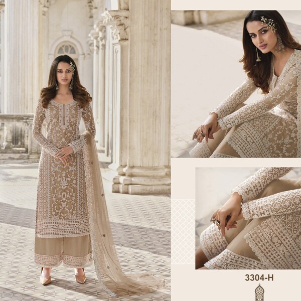 Abito da sposa pakistano Abito dritto stile pantalone Abito islamico per donna, abito Salwar da ricevimento pakistano con abito indiano con ricamo