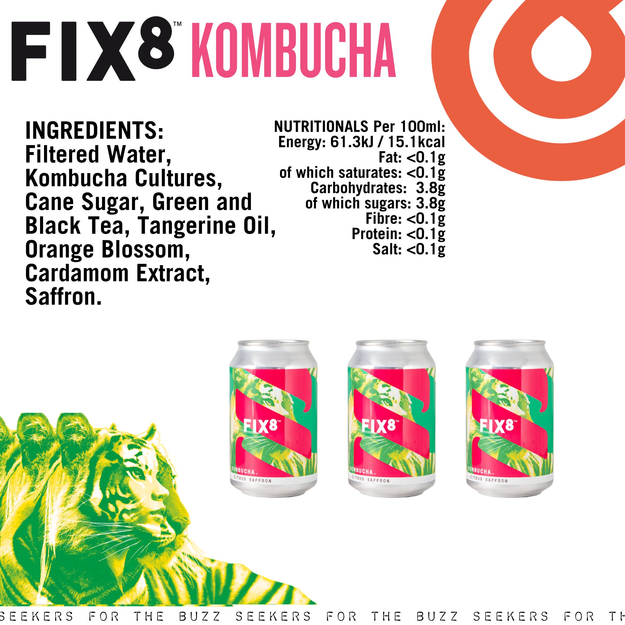 KOMBUCHA Fix8 Citrus Saffron Kombucha 12 x 330ml latas Etsy España