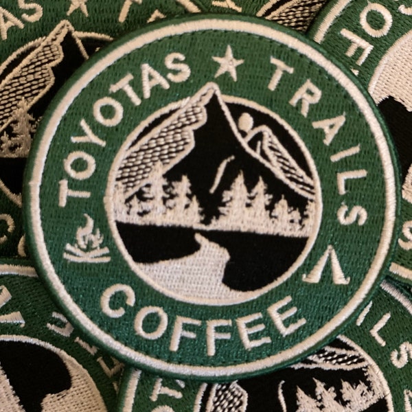 Toyota embroidered patch toyota trails coffee with hook backing for 4Runner tundra Tacoma rav4 fj cruiser