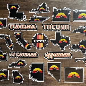 Toyota retro state stickers decal **all states available** for 4runner, Tacoma, Tundra, Land Cruiser, FJ Cruiser