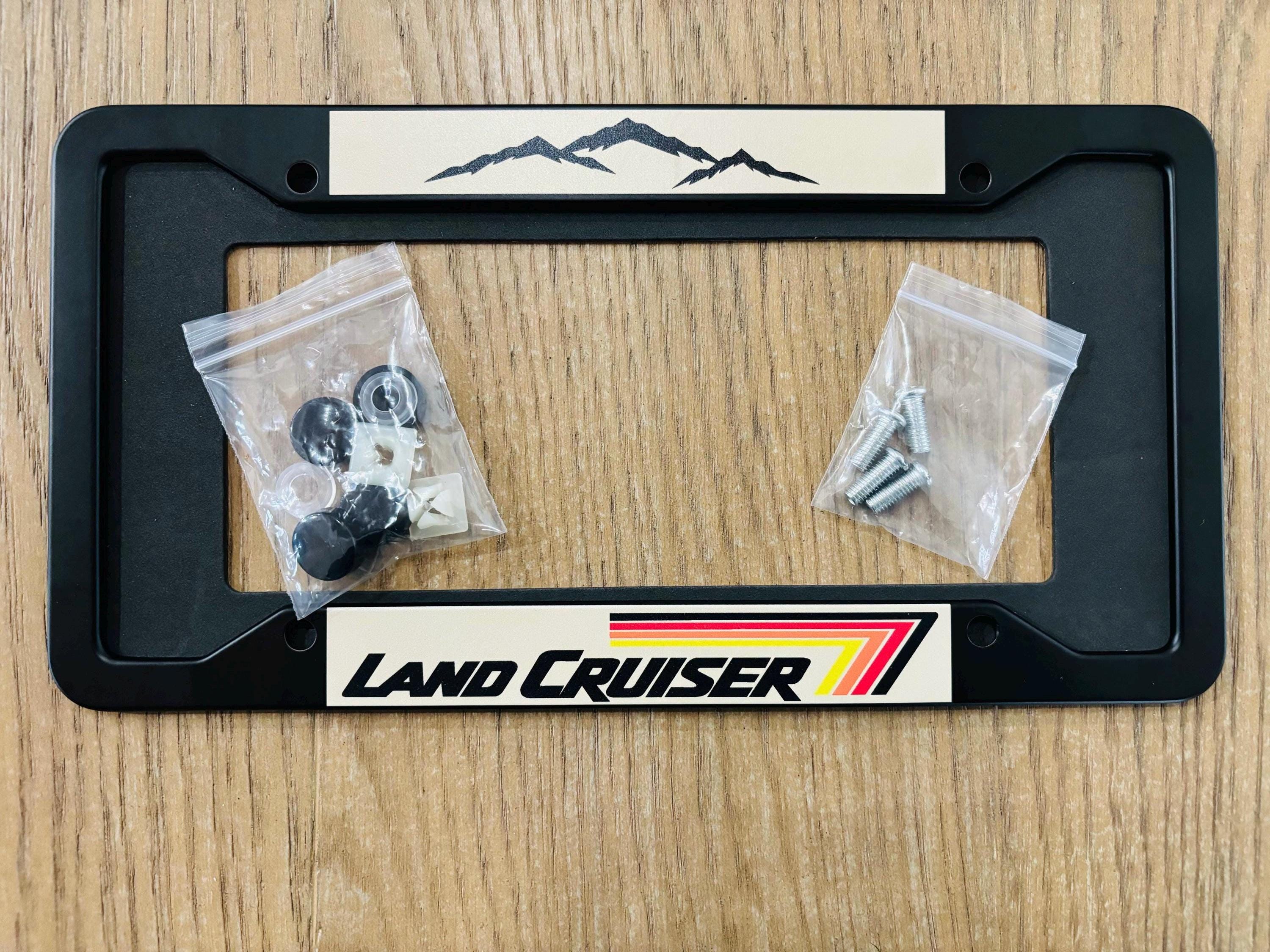 Land Cruiser License Plate Frame: Retro Stripes, Mountain Off-road