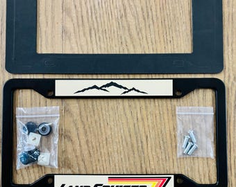 Land Cruiser License Plate Frame: Retro Stripes, Mountain Off-road