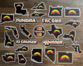 State decals  set of 3 Toyota vintage color stripes