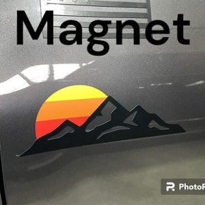 Toyota Truck Magnet Set: Retro Mountain Scene Graphic
