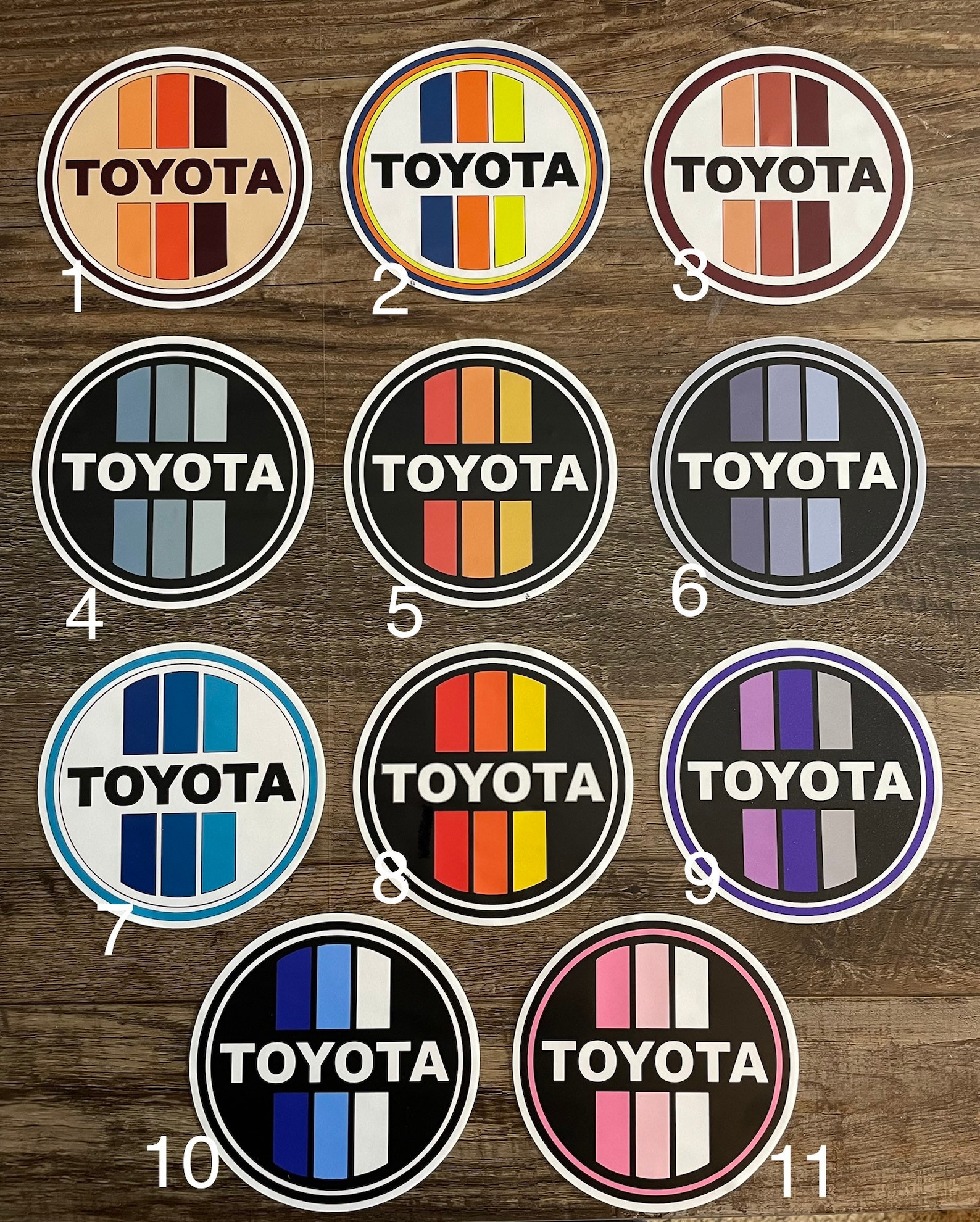 Toyota Retro Vintage Decal Sticker Round 4 Inch 3 Stripe Etsy