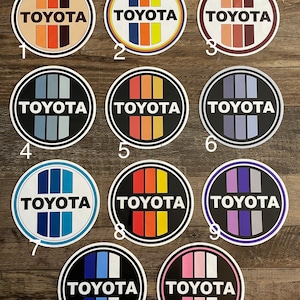 Toyota retro vintage decal sticker round 4 inch 3 stripe