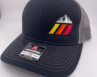 Vintage Toyota stripe Moutain Hat Custom Embroidered Trucker Hat: Richardson 112 Snapback