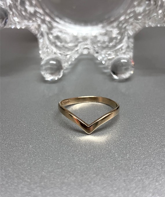 Vintage Wishbone Ring 9ct Gold - image 4