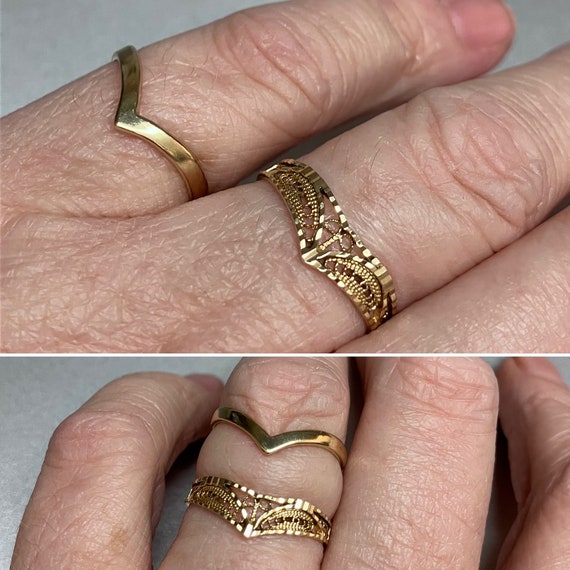 Vintage Wishbone Ring 9ct Gold - image 9