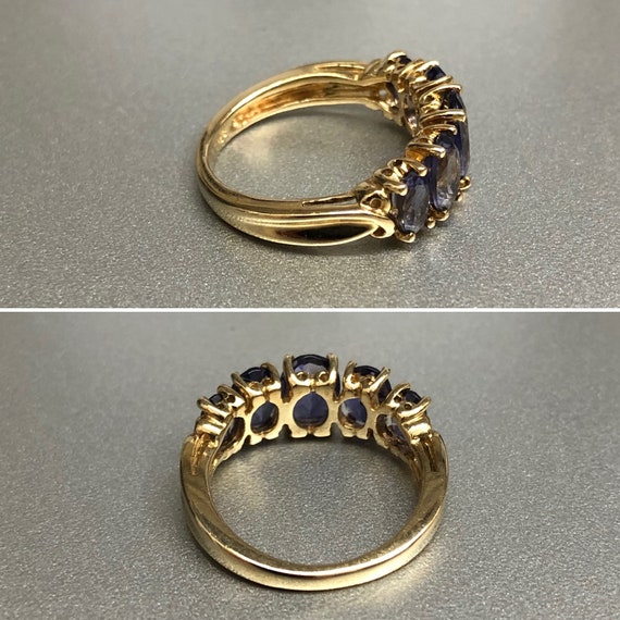 Vintage 9ct Gold Iolite 5 Stone Ring - image 8