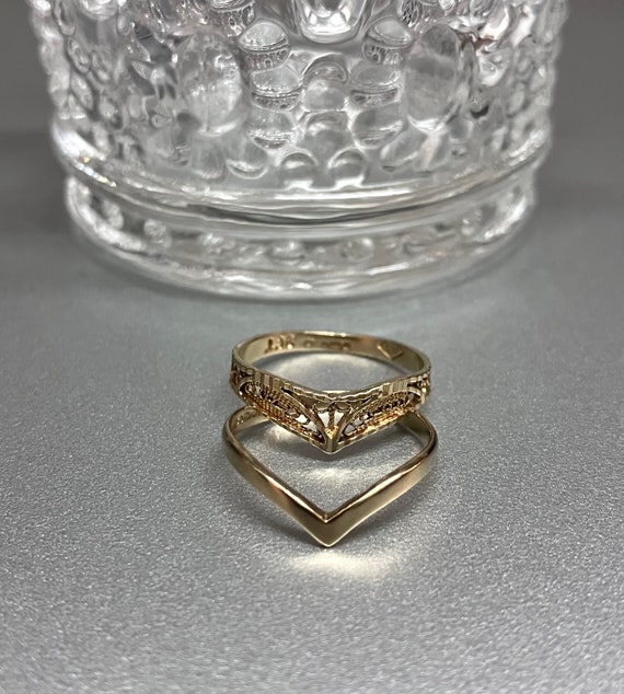 Vintage Wishbone Ring 9ct Gold - image 2