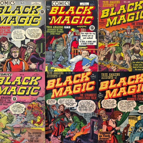 Vintage Horror Comics - True amazing accounts of Black Magic - The Strangest stories ever told. Circa 1950s.  11 issues, PDFs.