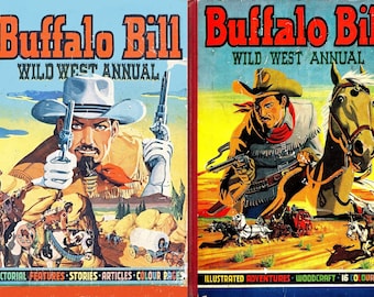 Buffalo Bill Wild West Annuals 1950 & 1951, Illustrated Adventures, Woodcraft, Vintage Western Stories, 2 issues, 395 pages, PDF