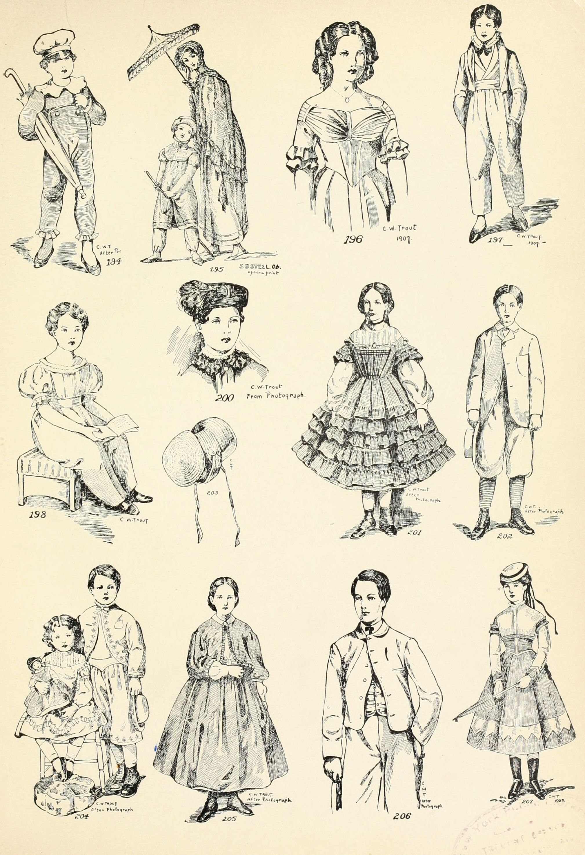 1800年から1870年までのアメリカの歴史的な衣装。アメリカの