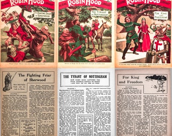 Aldine Robin Hood Library booklets - 1920s vintage Robin Hood stories, sherwood forest, maid marion, little john, 17 Issues, PDF