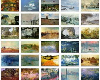 Dolls House Printable Miniature Paintings - Claude Monet Collection, 42 paintings, 1:12 scale, Nature, Landscapes for printing & projects.