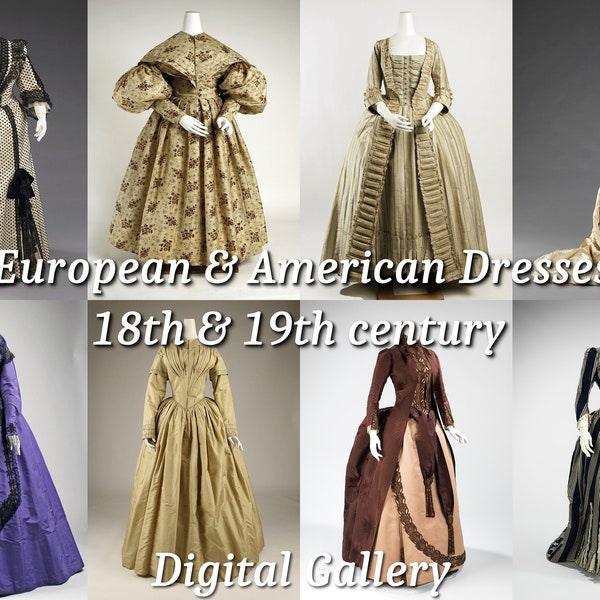 A gallery of 18th & 19th Century American and European vintage dresses - over 1350 images museum hi res photos