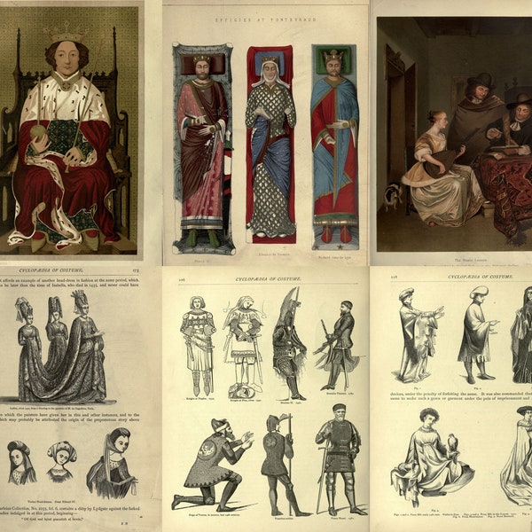 Ancient fashion - A cyclopaedia of costume or dictionary of dress - Illustrated History of European Costumes Volumes I/II. Ebook PDF