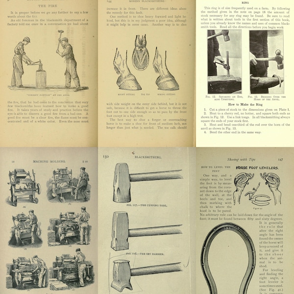 Vintage Metallurgy & Blacksmithing eBooks - horseshoer, metal worker, black smiths, iron, steel, boilermakers, Machine forging, 119 PDFs