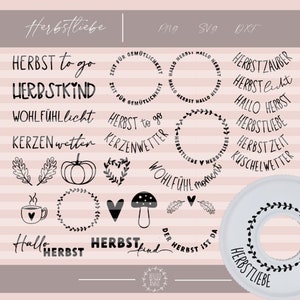 Plotterdatei Herbstliebe SVG DXF PNG Zuhause Teller rund im Kreis