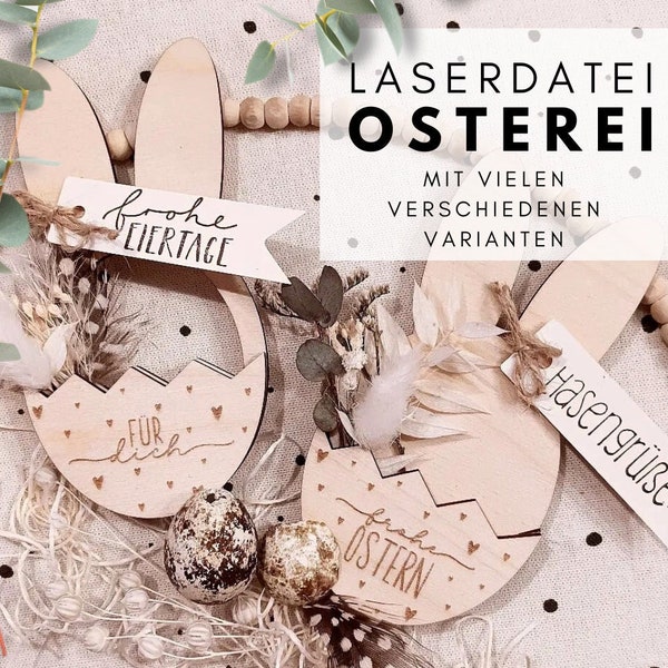 Laserdatei Osterei SVG Laser Frohe Ostern Geldgeschenk Gutschein Osterhase Lasern PNG Ostergeschenk Geschenkidee Ei Anhänger Hase Herz