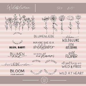 Fichier traceur fleurs sauvages SVG DXF rond dans un cercle bougie plaque fleurs pré grandir fleur sauvage enfant déco fleur bébé fleur amour pas de pluie pas de fleurs