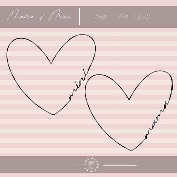 Mama & Mini plotter file SVG DXF PNG plotting heart mother's day partner partner look partner outfit sweet