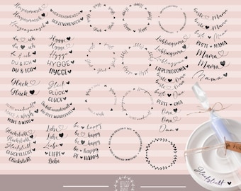 Words of the heart in a circle Plotter file Plott for plates candle holders candlesticks birthday plates Christmas plates
