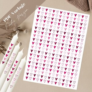 Pink Hearts PDF Template Candle Tattoo Candle Sticker Candles Gift Gift Idea DIY Guest Gift Heart Hearts Marry Loved Wedding