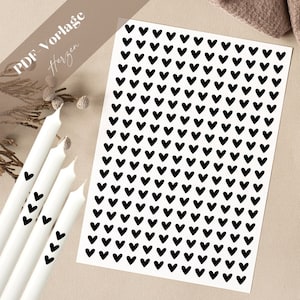 Herzen PDF Vorlage Kerzentattoo Kerzensticker Kerzen Geschenk Geschenkidee DIY Gastgeschenk Herz Herzchen Heiraten Geliebt Liebe Hochzeit