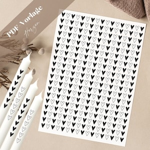 Herzen PDF Vorlage Kerzentattoo Kerzensticker Kerzen Geschenk Geschenk Idee DIY Gastgeschenk Herz Herzchen Heiraten Geliebt Liebe Hochzeit