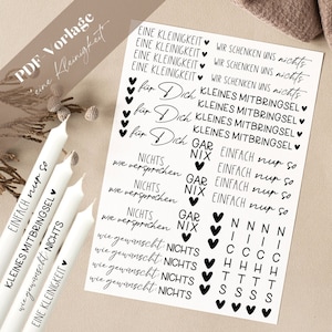 Kleinigkeit PDF Vorlage Kerzentattoo Kerzensticker Kerzen Schenken uns Nicht, einmal nichts, Mitbringsel, Einfach so, Einfach nur so