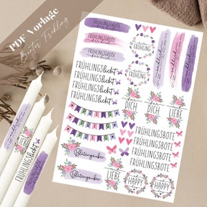 Colorful spring PDF candle tattoo template candle sticker candles spring magic flower magic spring light flowers for you herald of spring image 1