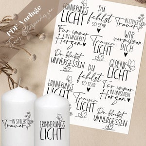PDF mourning for pillar candles candle tattoo template candle sticker silent mourning forever in the heart remembrance light memorial light you are missing