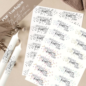 Es soll Konfetti für dich regnen PDF Vorlage Kerzentattoo Kerzensticker Geburtstag Hip Hip Hurra Pustekuchen Wunscherfüller buntes Konfetti
