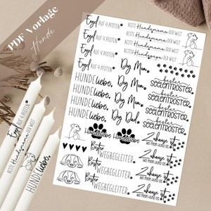 May include: Black and white printable stickers with dog-themed phrases like "Best Dog Mom", "Best Dog Dad", "Best Friend", and "Home is where my dog is".