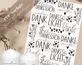 PDF thank you pillar candles candle tattoo template candle sticker thank you light thank you very much thank you for everything I thank you hearts heart butterfly