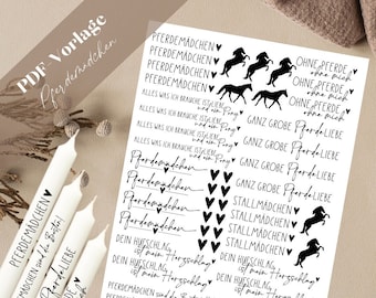 Horses PDF template candle tattoo candle stickers design candles horse girl horse love hooves stable girl stable pony horses are the best